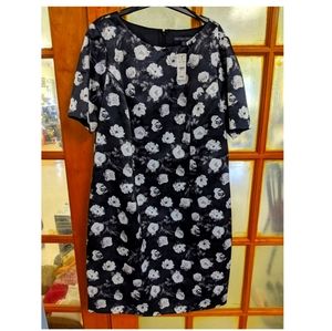 Brooks Brothers Black White Floral Dress New